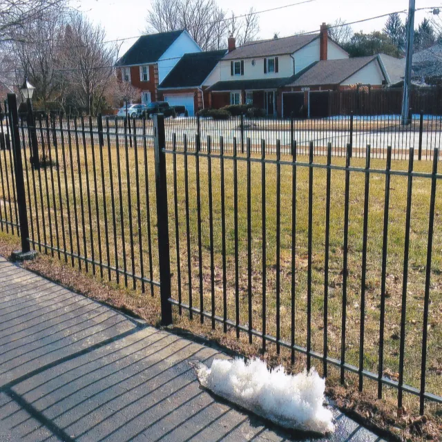 Corner of steel fence in Courtice, Ontario